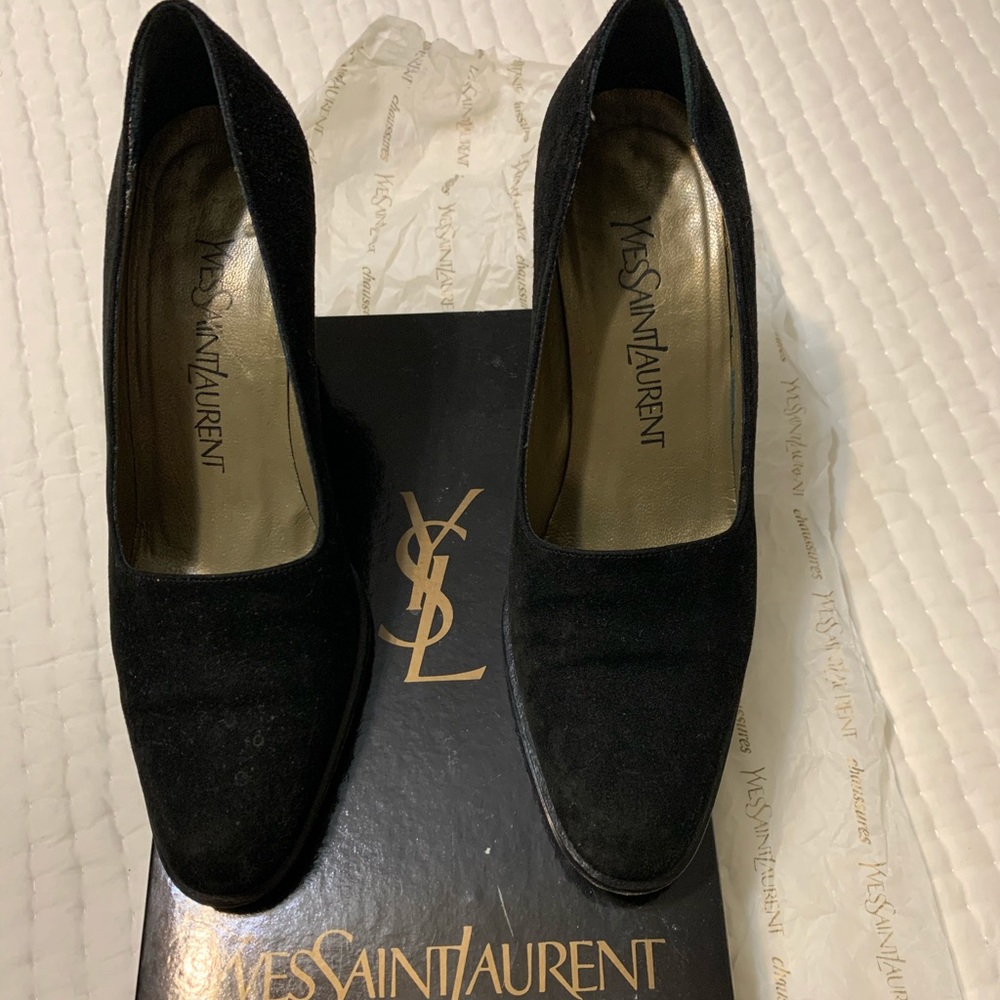 Vintage YSL Yves Saint Laurent Suede Block Heel
